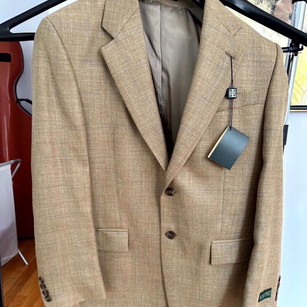 NWT Ralph Lauren Mens Suit Jacket Sport Coat Silk Linen Lambswool 38R Blazer